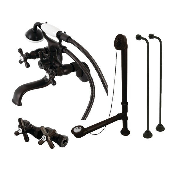 Kingston Brass CCK225ORB Tub Wall Mount Clawfoot Tub Faucet Package with Supply Line, Oil Rubbed Bronze CCK225ORB - main